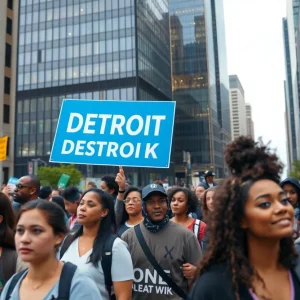 City scene in Detroit showing resilience amidst unemployment concerns.
