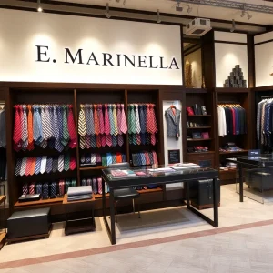 E. Marinella boutique displaying silk ties and accessories