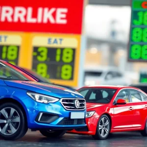 An abstract art piece symbolizing economic disruption and rising car prices due to new tariffs