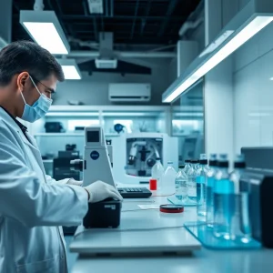 Forensic laboratory with DNA analysis tools