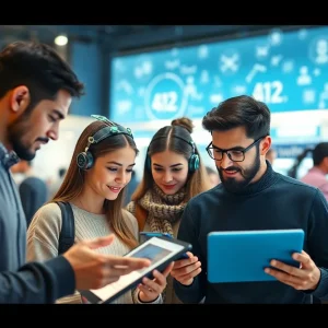 Illustration of generative AI being used by Americans in daily activities like shopping and studying.