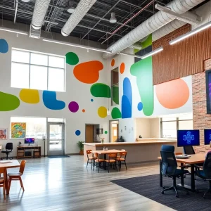 Interior of the newly renovated Highland Park Boys & Girls Club showcasing space for youth activities.