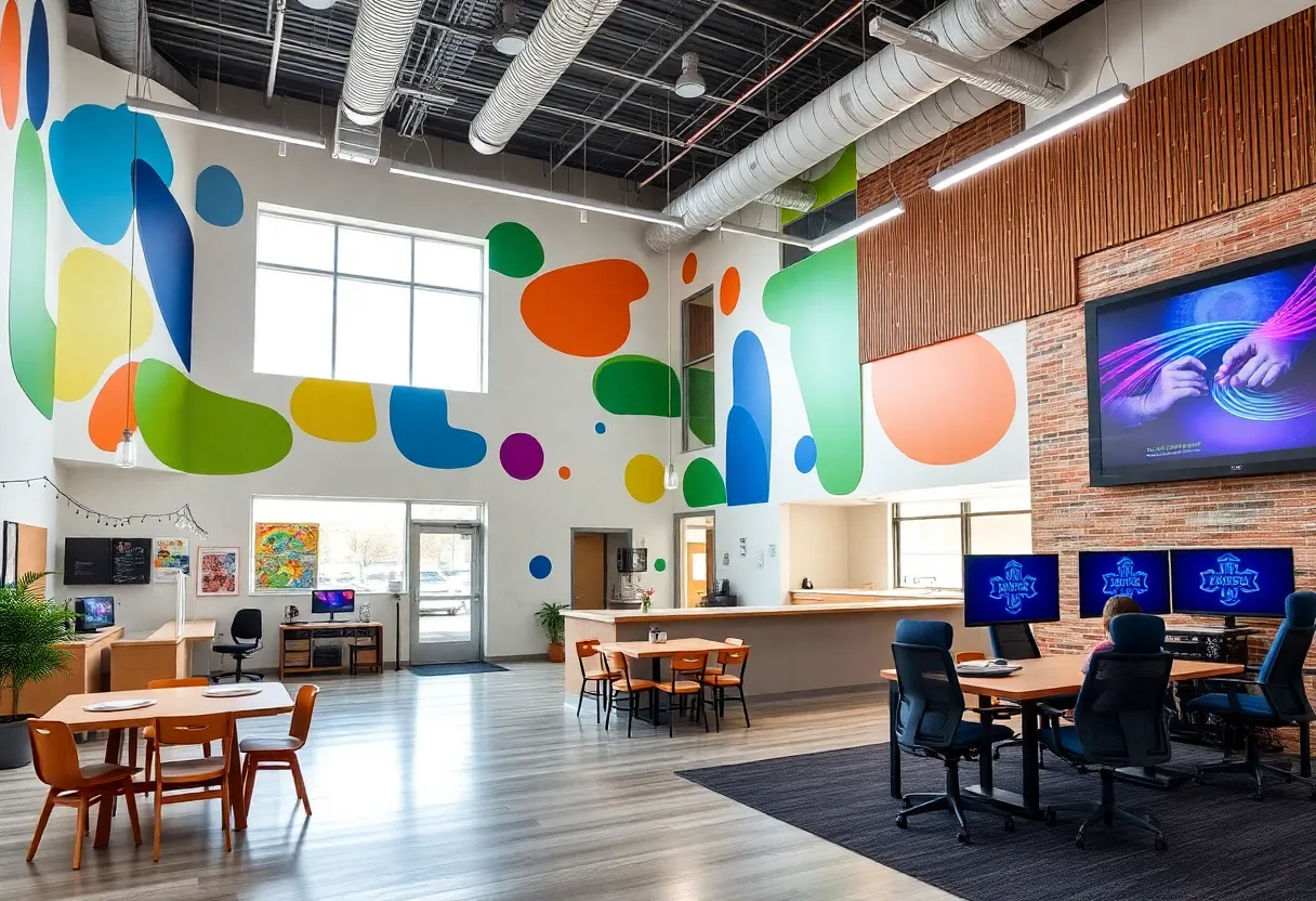 Interior of the newly renovated Highland Park Boys & Girls Club showcasing space for youth activities.