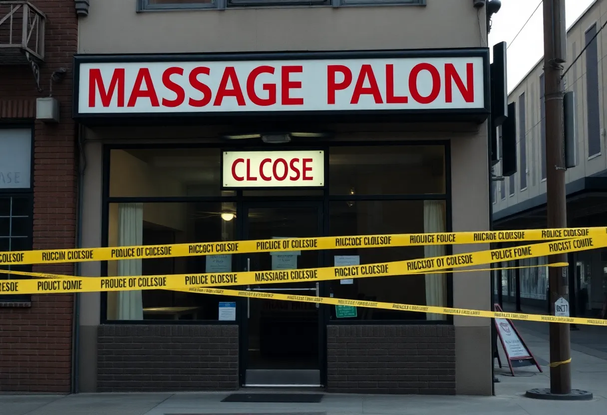 Police investigation at an urban massage parlor