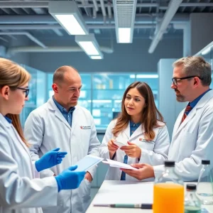 Researchers collaborating in a laboratory setting for clinical trials