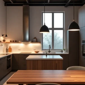 A contemporary kitchen featuring diverse lighting styles for 2025.