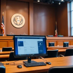 Inside view of Lima Municipal Court with modern technology.