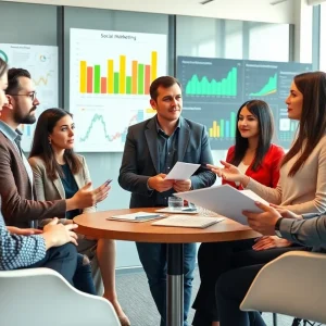 Marketers evaluating skills in a modern office