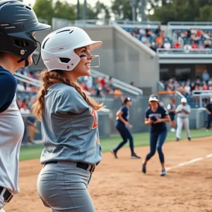 Intense college softball matchup between Michigan and Michigan State