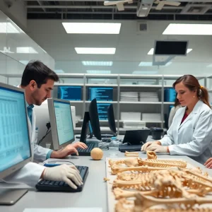 Researchers working on forensic anthropology software at MSU