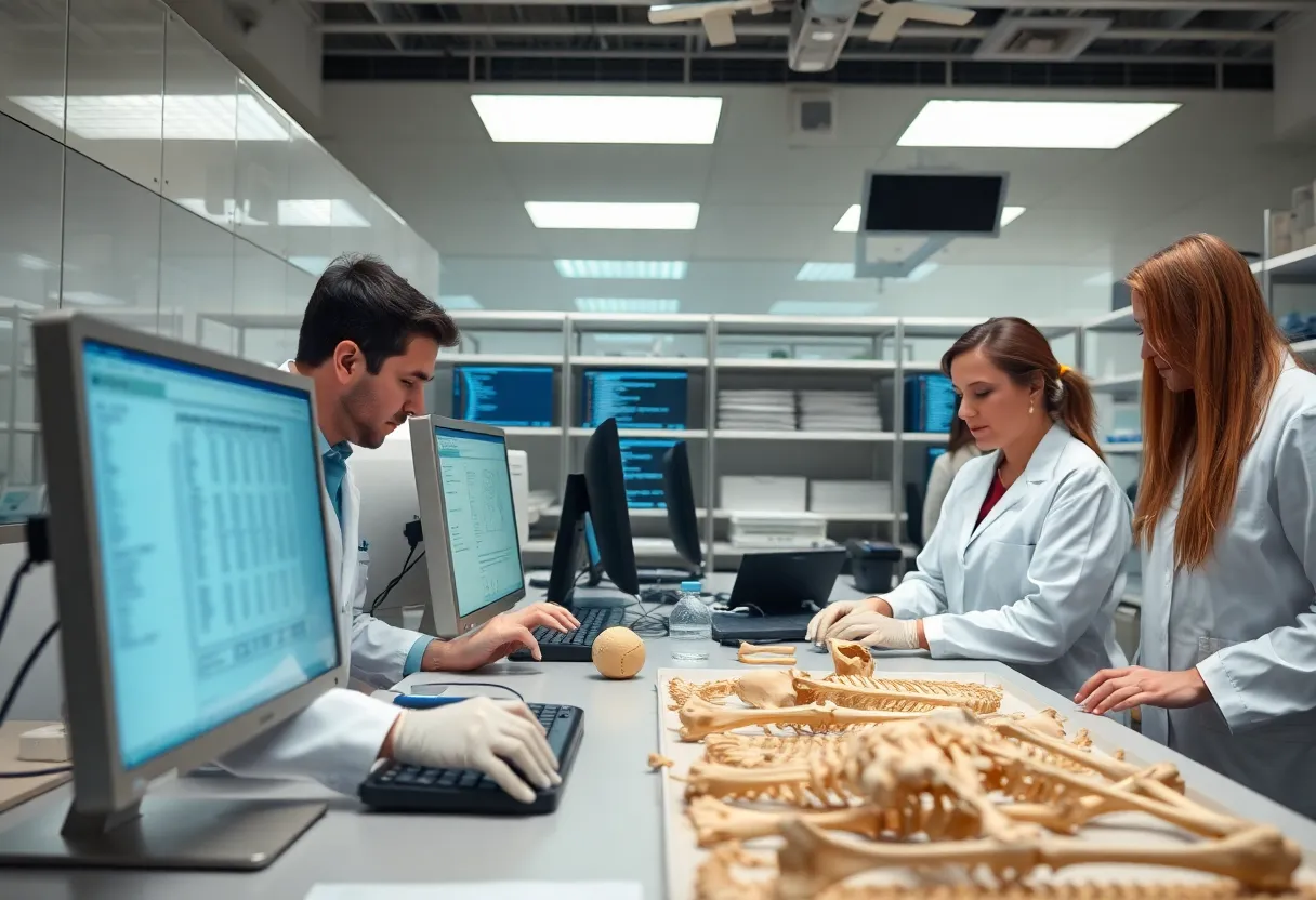 Researchers working on forensic anthropology software at MSU