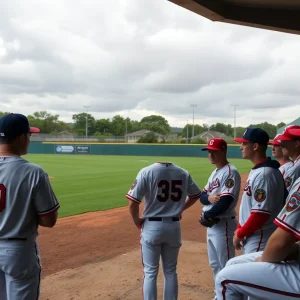 MSU baseball team in dugout after tough losses