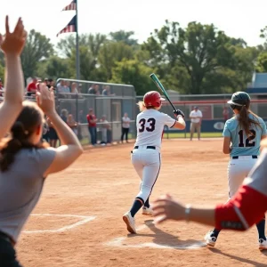 Michigan State Softball team celebrating their victory.
