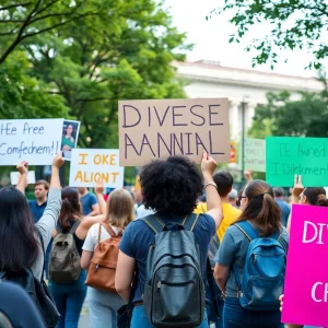Students protesting at Michigan State University