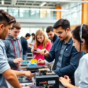Students working on technology engineering projects at Michigan State University
