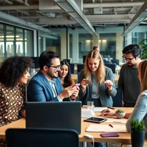 Diverse digital marketing team at NP Digital collaborating in London office