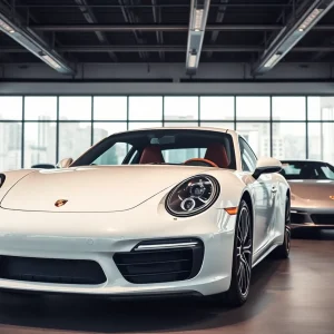 Porsche executives discussing strategy in an office