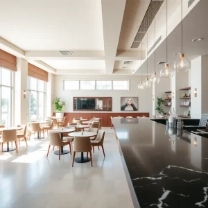 Interior of the newly renovated Black Pearl restaurant featuring spacious seating and bright natural light.