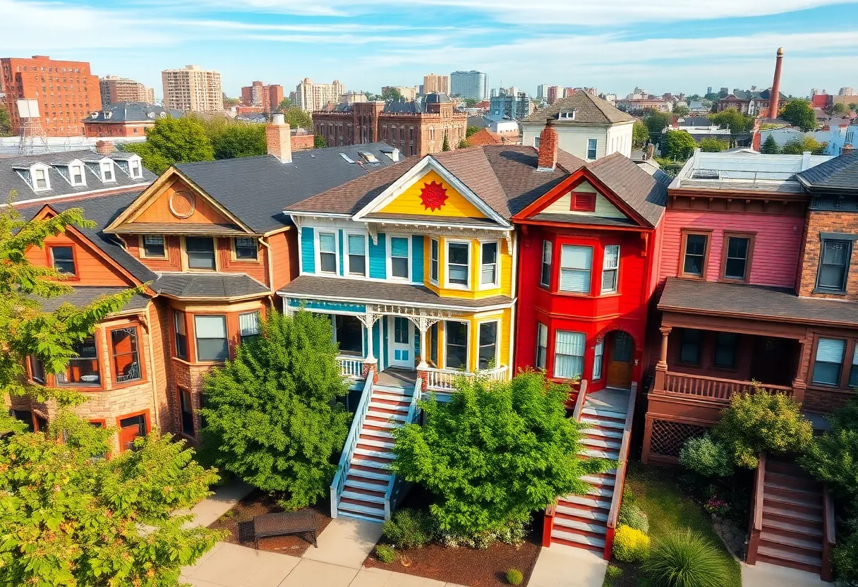 Panoramic view of renovated homes in Detroit