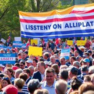 Crowd celebrating at Trump rally in Macomb County
