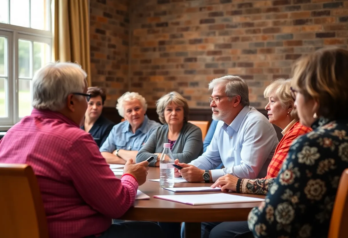 Community gathering discussing foreclosure claims in Wayne County