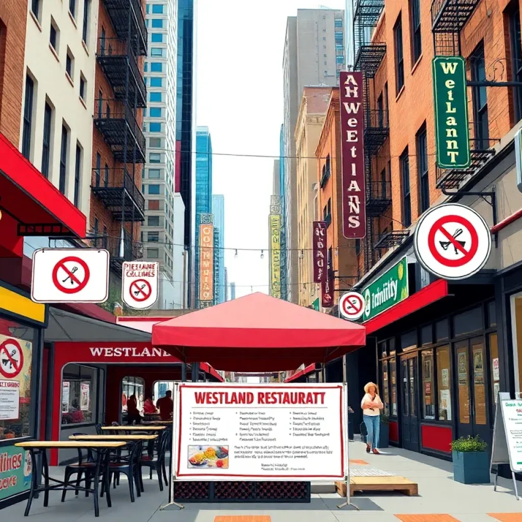 Illustration of restaurant health violations signage in Westland