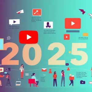 Graphic illustrating YouTube trends for 2025 including short-form videos and social commerce
