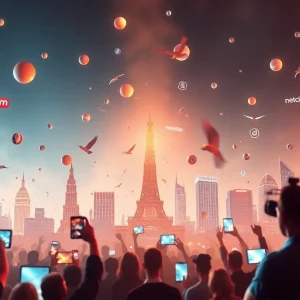 Visual representation of a bidding war in the social media industry.