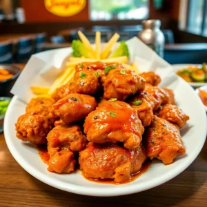 Plate of Nashville-style spicy chicken with sides