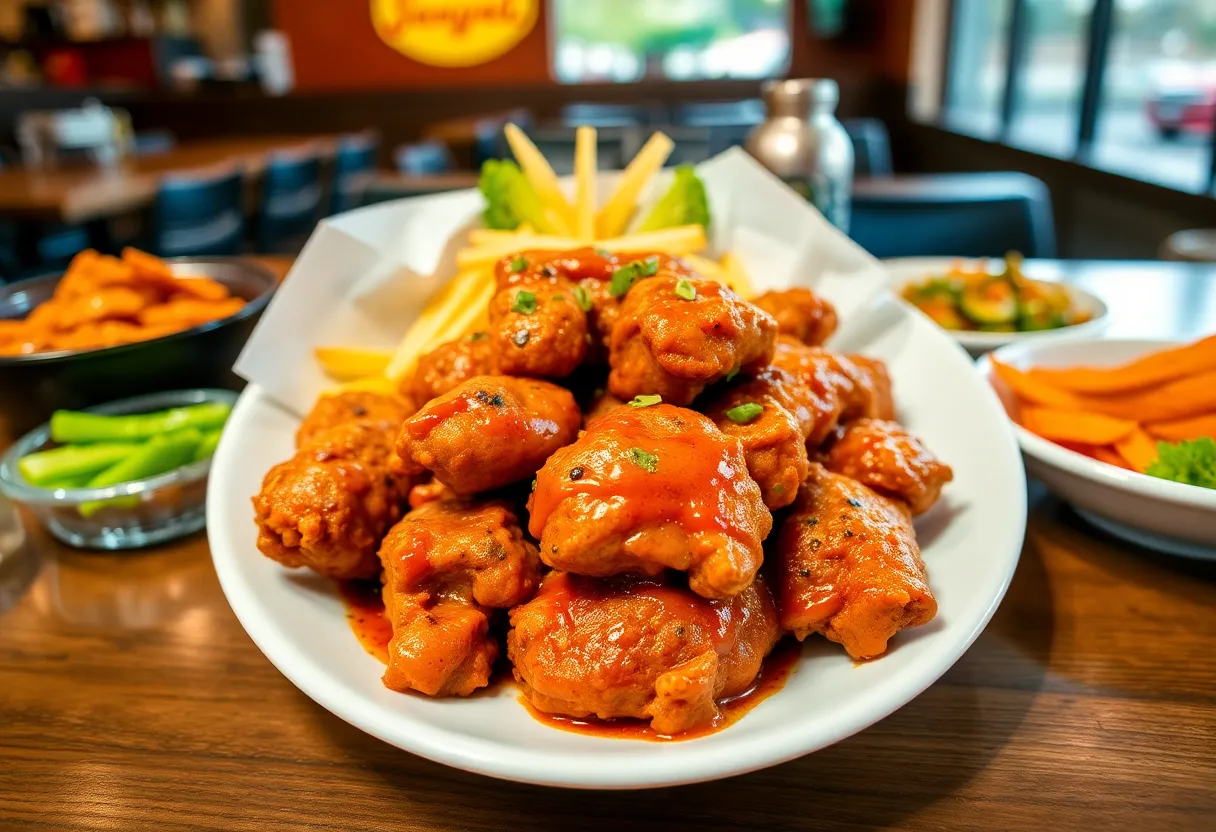 Plate of Nashville-style spicy chicken with sides