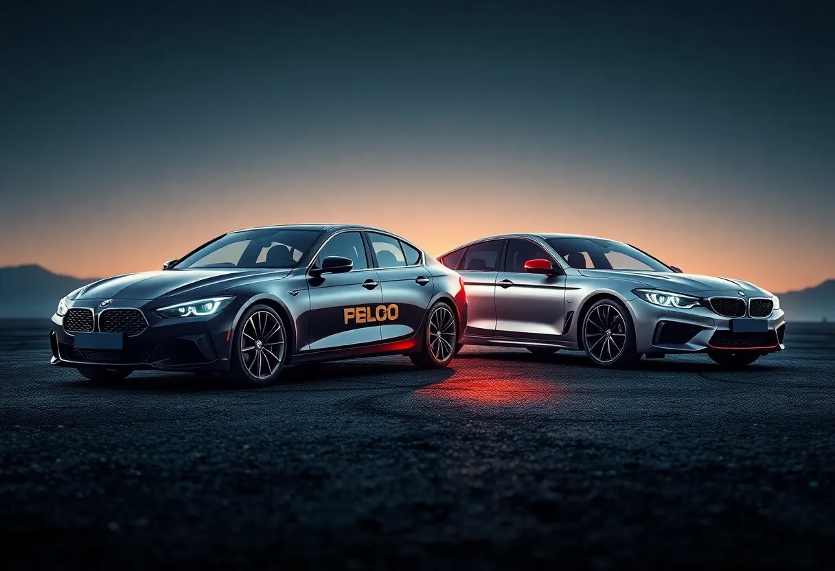 Illustration of cars with a backdrop of rare-earth elements.