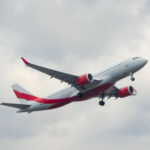 Wizz Air airplane in cloudy skies