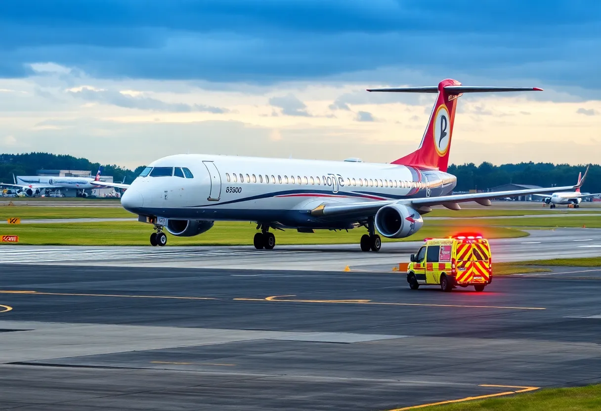 Emergency landing of a Dash 8-300 aircraft at New Plymouth Airport.