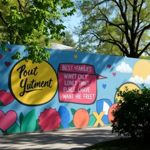 New mural in Canton Township Heritage Park featuring poetry