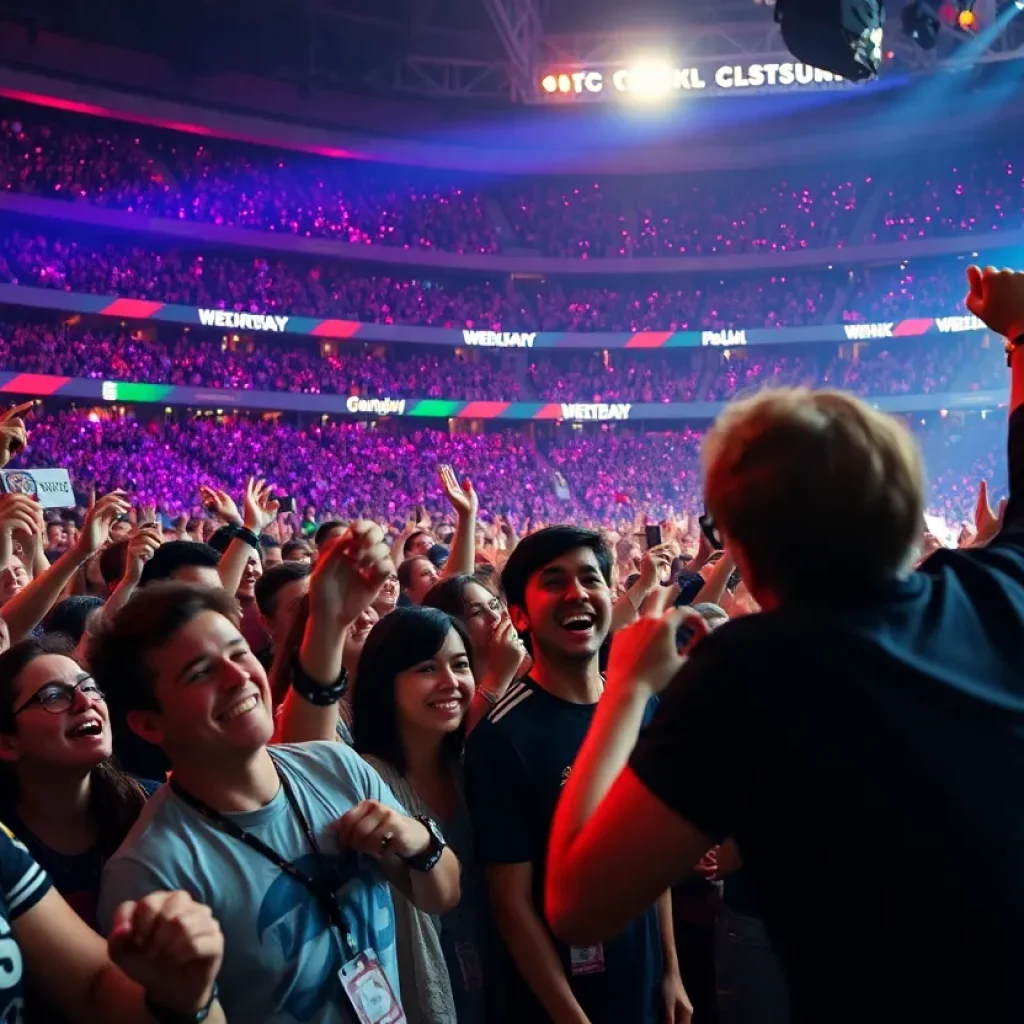 Energetic crowd at Coldplay concert in Wembley Stadium