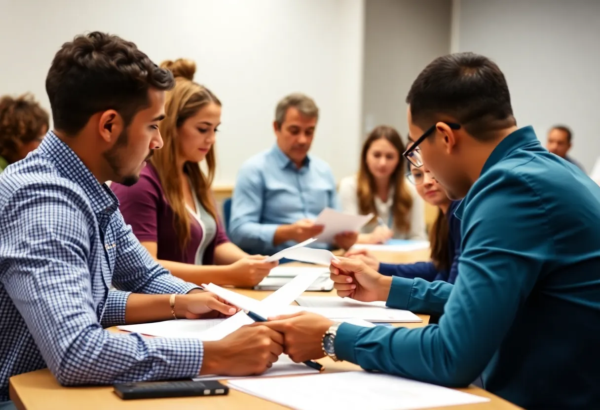 Members of a school board discussing important educational policies.