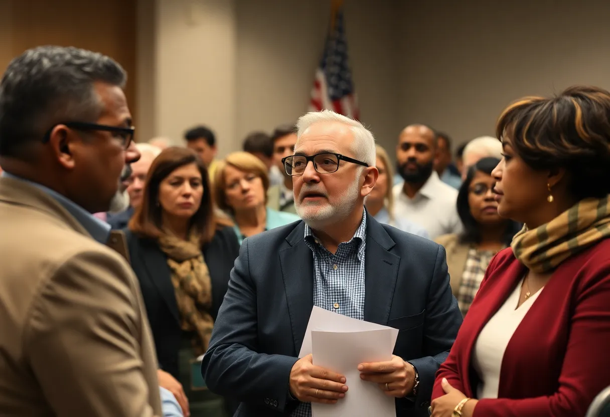 Constituents voicing concerns at a town hall meeting in Dowagiac, Michigan.