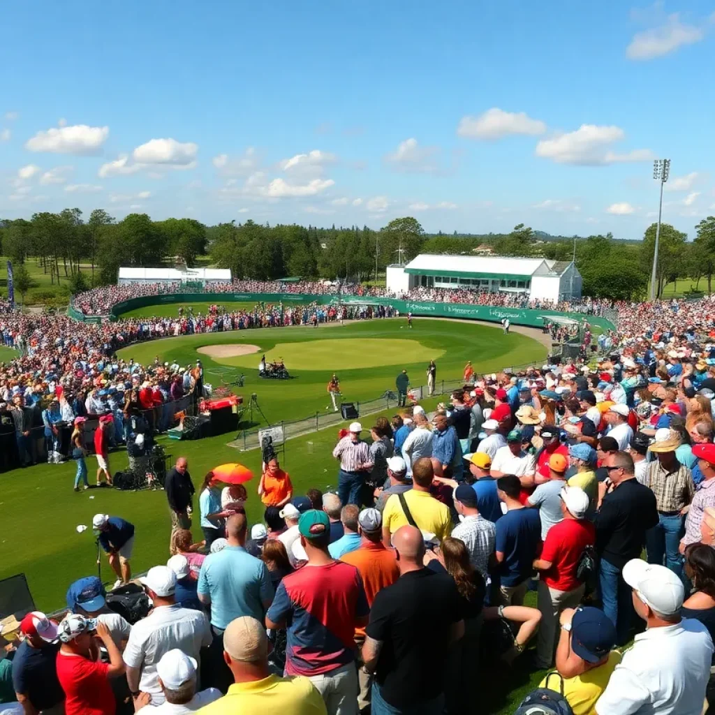 Crowd enjoying the LIV Golf Team Championship at a golf course