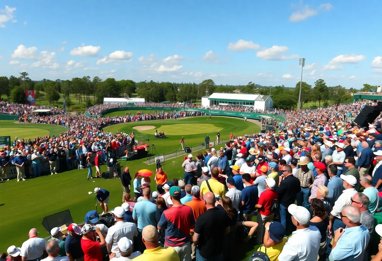 Crowd enjoying the LIV Golf Team Championship at a golf course