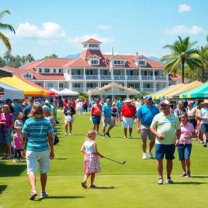 Crowd enjoying the LIV Golf Tournament at St. John's Resort in Plymouth, Michigan.