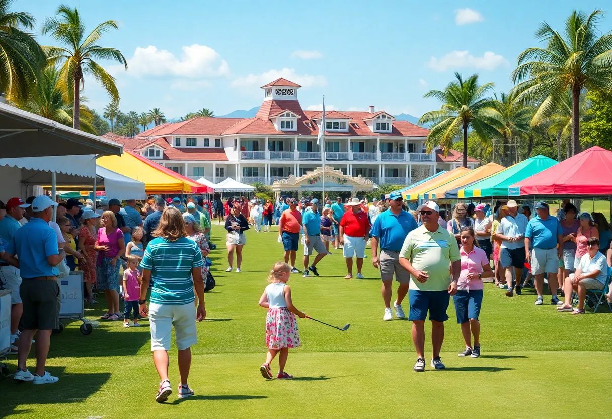 Crowd enjoying the LIV Golf Tournament at St. John's Resort in Plymouth, Michigan.