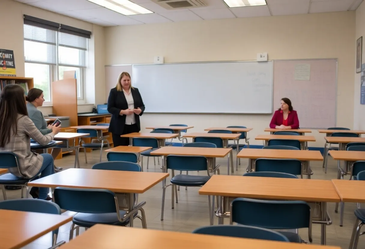 Empty classroom in Michigan due to staffing challenges