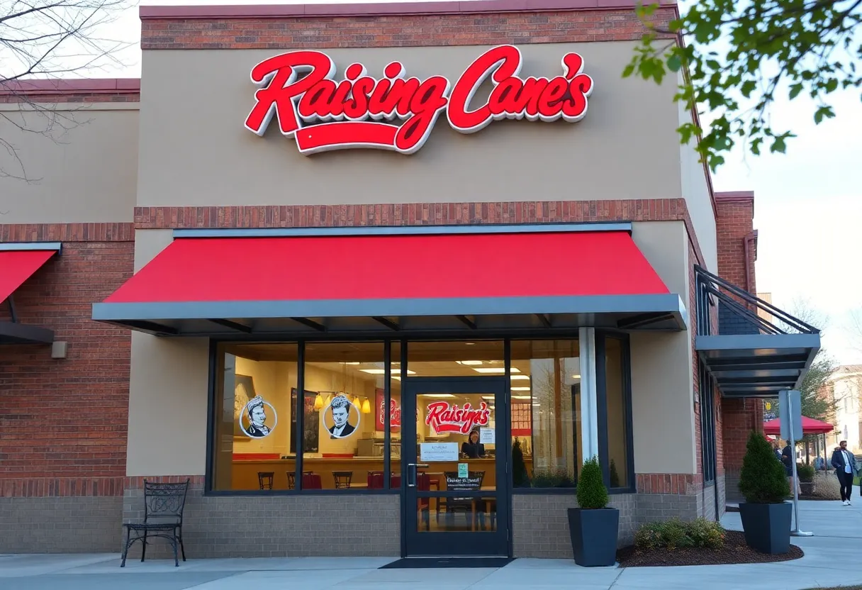 Exterior view of the new Raising Cane's location in Ann Arbor