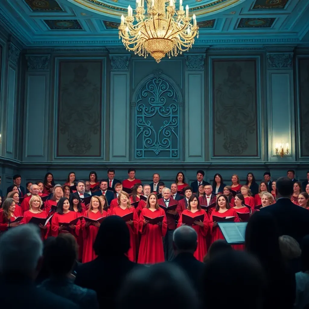 Sistine Chapel Choir performing in a grand ballroom