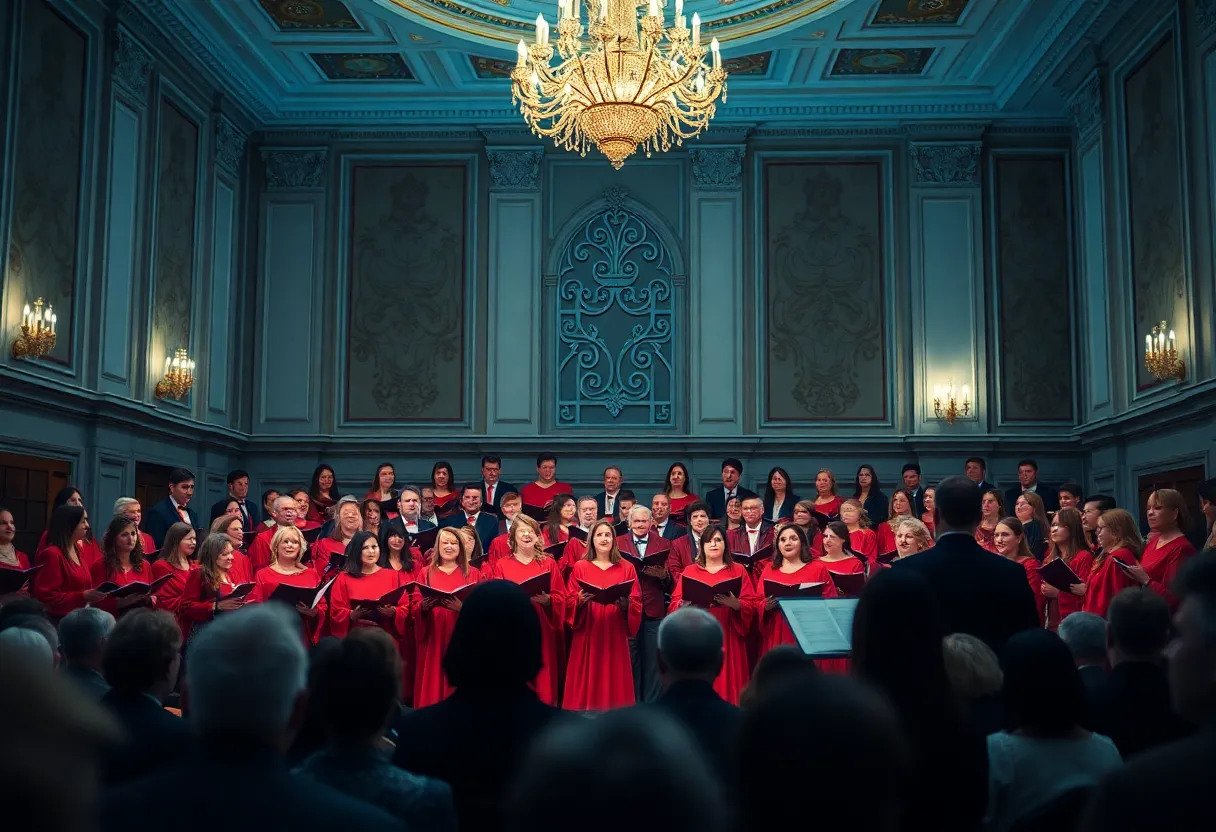Sistine Chapel Choir performing in a grand ballroom