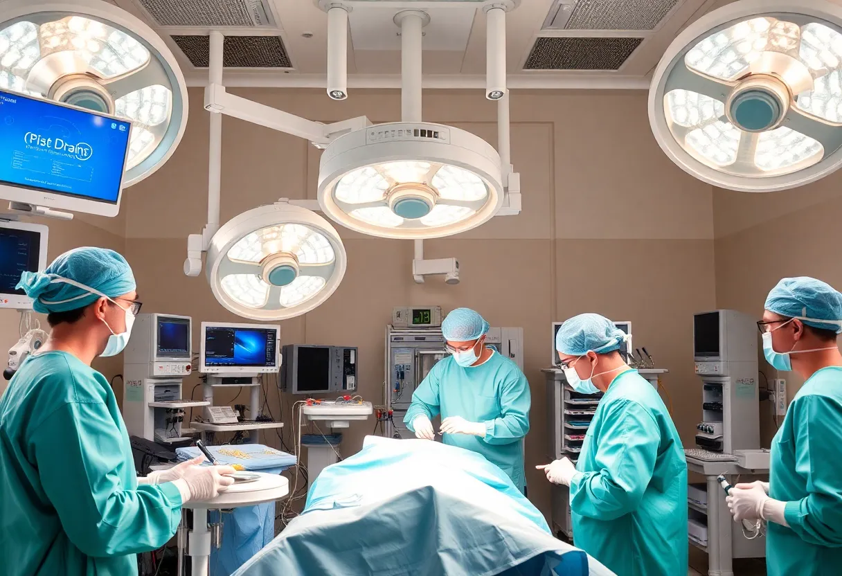 Anesthesia team preparing for a surgical procedure in a hospital.