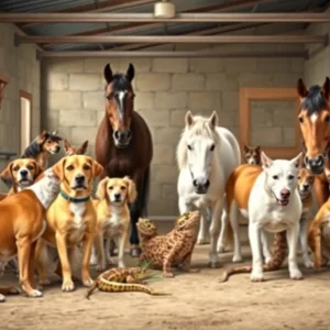 Animals being cared for at the Humane Society shelter after rescue