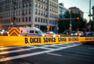 Police vehicles and caution tape at the scene of a shooting in Ann Arbor.