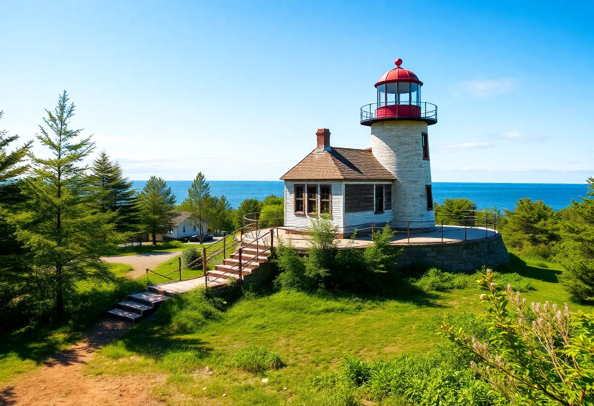 Community members restoring Beaver Head Lighthouse on Beaver Island.