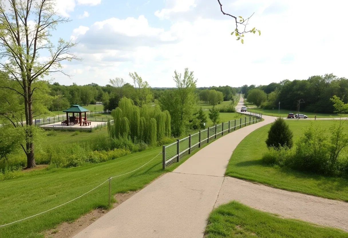 Scenic view of the newly completed Iron Belle Trail segment on Belle Isle State Park.
